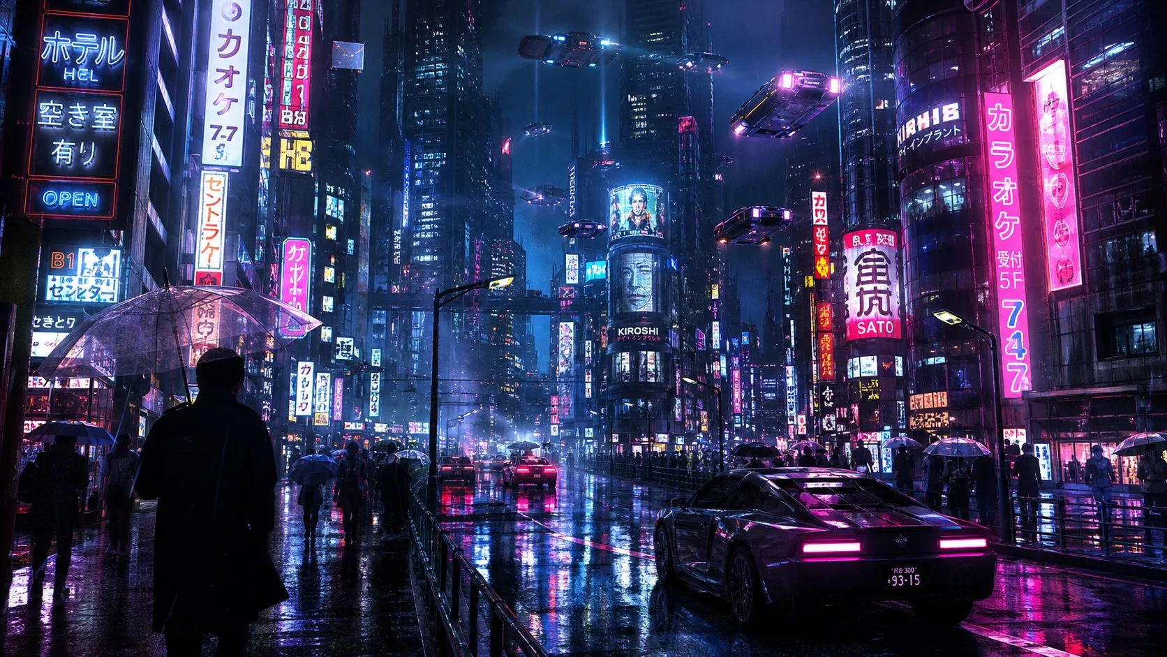 DALL·E 3 AI art - futuristic Tokyo street at night with neon signs