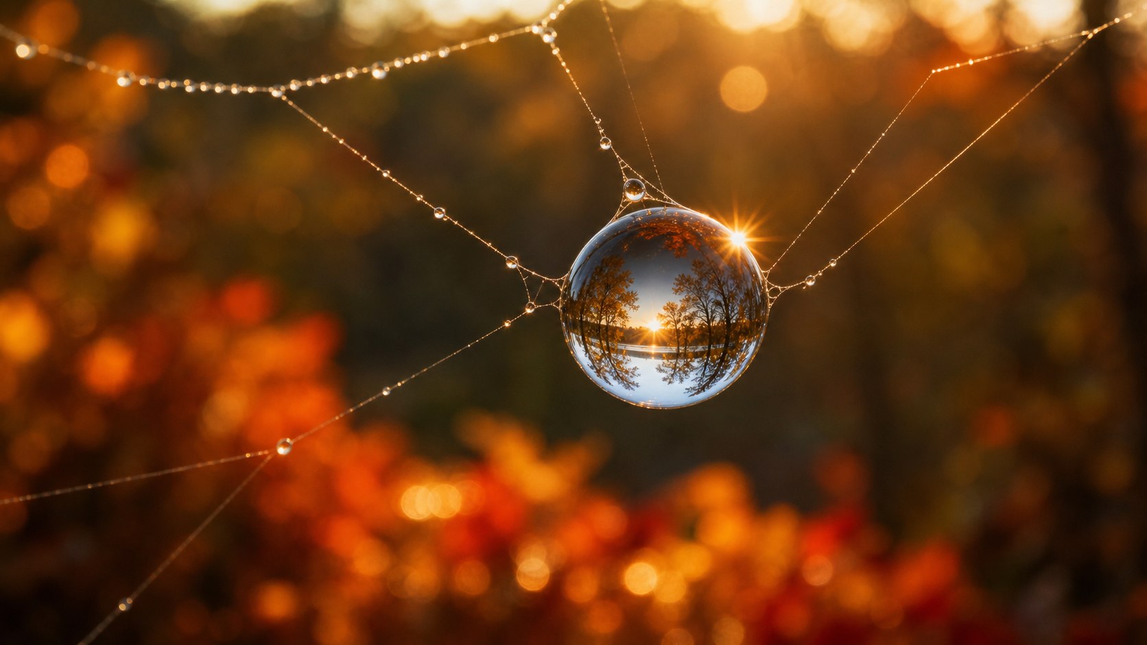 Stable Diffusion AI art - macro photography of dewdrop on spider web