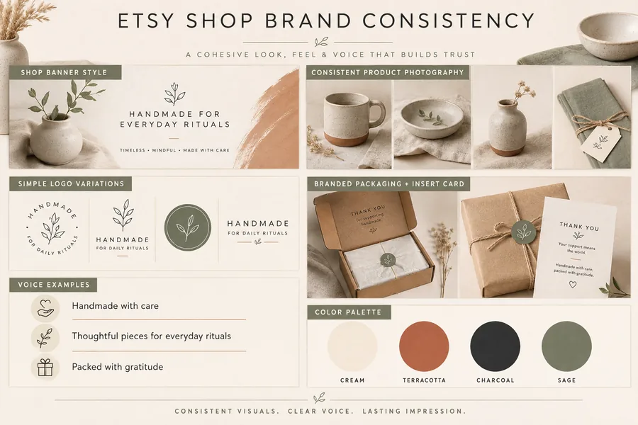 Etsy shop branding examples for consistent visuals and voice