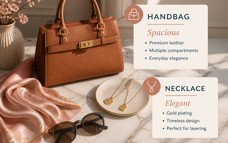 Fashion accessories product description examples with optimized marketing copy